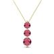 1 - Kesha (4.2mm) Round Rhodolite Garnet Graduated Three Stone Drop Pendant 
