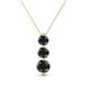 1 - Kesha (4.2mm) Round Black Diamond Graduated Three Stone Drop Pendant 