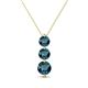 1 - Kesha (4.2mm) Round Blue Diamond Graduated Three Stone Drop Pendant 