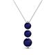 1 - Kesha (4.2mm) Round Blue Sapphire Graduated Three Stone Drop Pendant 