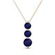 1 - Kesha (4.2mm) Round Blue Sapphire Graduated Three Stone Drop Pendant 