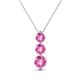 1 - Kesha (4.2mm) Round Pink Sapphire Graduated Three Stone Drop Pendant 