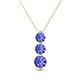 1 - Kesha (4.2mm) Round Tanzanite Graduated Three Stone Drop Pendant 