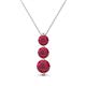 1 - Kesha (4.2mm) Round Ruby Graduated Three Stone Drop Pendant 