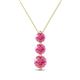 1 - Kesha (4.2mm) Round Pink Tourmaline Graduated Three Stone Drop Pendant 