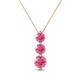 1 - Kesha (4.2mm) Round Pink Tourmaline Graduated Three Stone Drop Pendant 