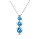 1 - Kesha (4.2mm) Round Blue Topaz Graduated Three Stone Drop Pendant 
