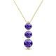 1 - Kesha (4.2mm) Round Iolite Graduated Three Stone Drop Pendant 
