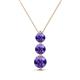 1 - Kesha (4.2mm) Round Iolite Graduated Three Stone Drop Pendant 
