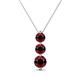 1 - Kesha (4.2mm) Round Red Garnet Graduated Three Stone Drop Pendant 