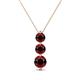 1 - Kesha (4.2mm) Round Red Garnet Graduated Three Stone Drop Pendant 