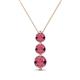 1 - Kesha (4.2mm) Round Rhodolite Garnet Graduated Three Stone Drop Pendant 