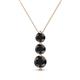 1 - Kesha (4.2mm) Round Black Diamond Graduated Three Stone Drop Pendant 