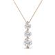 1 - Kesha (4.2mm) Round White Sapphire Graduated Three Stone Drop Pendant 