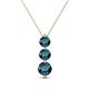 1 - Kesha (4.2mm) Round Blue Diamond Graduated Three Stone Drop Pendant 