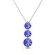 1 - Kesha (4.2mm) Round Tanzanite Graduated Three Stone Drop Pendant 
