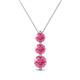 1 - Kesha (4.2mm) Round Pink Tourmaline Graduated Three Stone Drop Pendant 