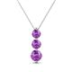 1 - Kesha (4.2mm) Round Amethyst Graduated Three Stone Drop Pendant 
