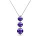 1 - Kesha (4.2mm) Round Iolite Graduated Three Stone Drop Pendant 