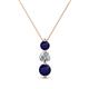 1 - Kesha (4mm) Round Blue Sapphire and Diamond Graduated Three Stone Drop Pendant 