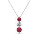 1 - Kesha (4mm) Round Ruby and Diamond Graduated Three Stone Drop Pendant 