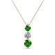 1 - Kesha (4mm) Round Green Garnet and Diamond Graduated Three Stone Drop Pendant 