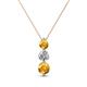 1 - Kesha (4mm) Round Citrine and Diamond Graduated Three Stone Drop Pendant 