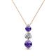 1 - Kesha (4mm) Round Iolite and Diamond Graduated Three Stone Drop Pendant 