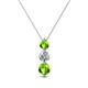 1 - Kesha (4mm) Round Peridot and Diamond Graduated Three Stone Drop Pendant 