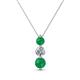 1 - Kesha (4mm) Round Emerald and Diamond Graduated Three Stone Drop Pendant 