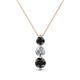 1 - Kesha (4mm) Round Black and White Diamond Graduated Three Stone Drop Pendant 
