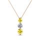 1 - Kesha (4mm) Round Yellow Sapphire and Diamond Graduated Three Stone Drop Pendant 