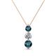 1 - Kesha (4mm) Round Blue and White Diamond Graduated Three Stone Drop Pendant 