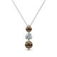 1 - Kesha (4mm) Round Smoky Quartz and Diamond Graduated Three Stone Drop Pendant 