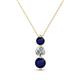 1 - Kesha (4mm) Round Blue Sapphire and Diamond Graduated Three Stone Drop Pendant 