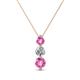 1 - Kesha (4mm) Round Pink Sapphire and Diamond Graduated Three Stone Drop Pendant 