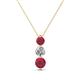 1 - Kesha (4mm) Round Ruby and Diamond Graduated Three Stone Drop Pendant 