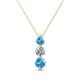 1 - Kesha (4mm) Round Blue Topaz and Diamond Graduated Three Stone Drop Pendant 