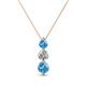1 - Kesha (4mm) Round Blue Topaz and Diamond Graduated Three Stone Drop Pendant 