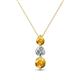 1 - Kesha (4mm) Round Citrine and Diamond Graduated Three Stone Drop Pendant 