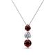 1 - Kesha (4mm) Round Red Garnet and Diamond Graduated Three Stone Drop Pendant 