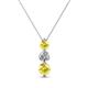 1 - Kesha (4mm) Round Yellow Sapphire and Diamond Graduated Three Stone Drop Pendant 