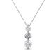 1 - Kesha (4mm) Round White Sapphire and Diamond Graduated Three Stone Drop Pendant 
