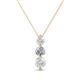 1 - Kesha (4mm) Round White Sapphire and Diamond Graduated Three Stone Drop Pendant 