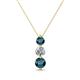 1 - Kesha (4mm) Round Blue and White Diamond Graduated Three Stone Drop Pendant 
