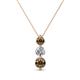 1 - Kesha (4mm) Round Smoky Quartz and Diamond Graduated Three Stone Drop Pendant 