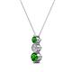2 - Kesha (3.4mm) Round Green Garnet and Diamond Graduated Three Stone Drop Pendant 
