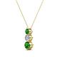 2 - Kesha (3.4mm) Round Green Garnet and Diamond Graduated Three Stone Drop Pendant 