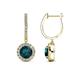 1 - Ilona (6mm) Round London Blue Topaz and Diamond Halo Dangling Earrings 