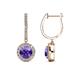 1 - Ilona (6mm) Round Iolite and Diamond Halo Dangling Earrings 